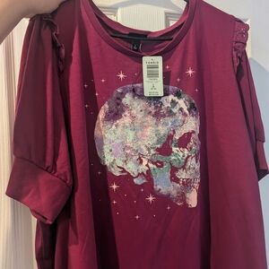 Torrid Burgundy Graphic Skull Women Top
